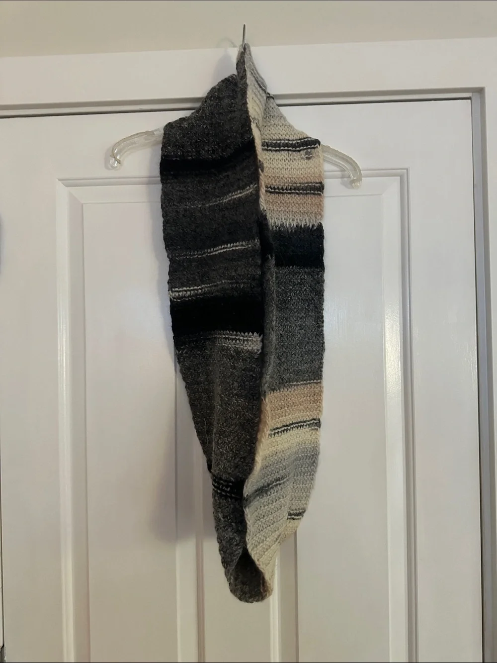 Nordstrom Striped Knit Scarf - Black, Gray & Cream